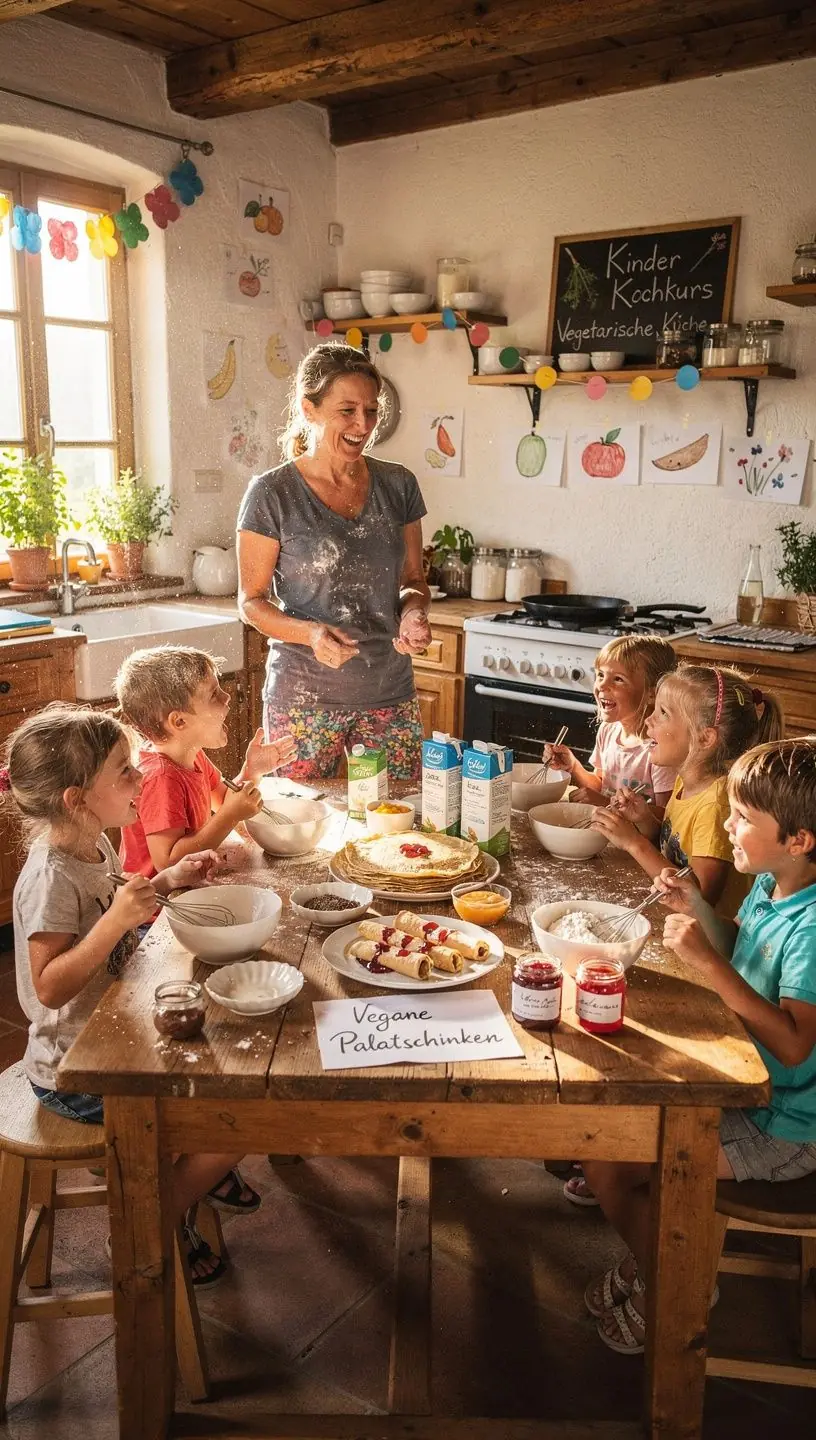 SchГјler, die gemeinsam an einem Kochkurs fГјr fleischlose Gerichte teilnehmen