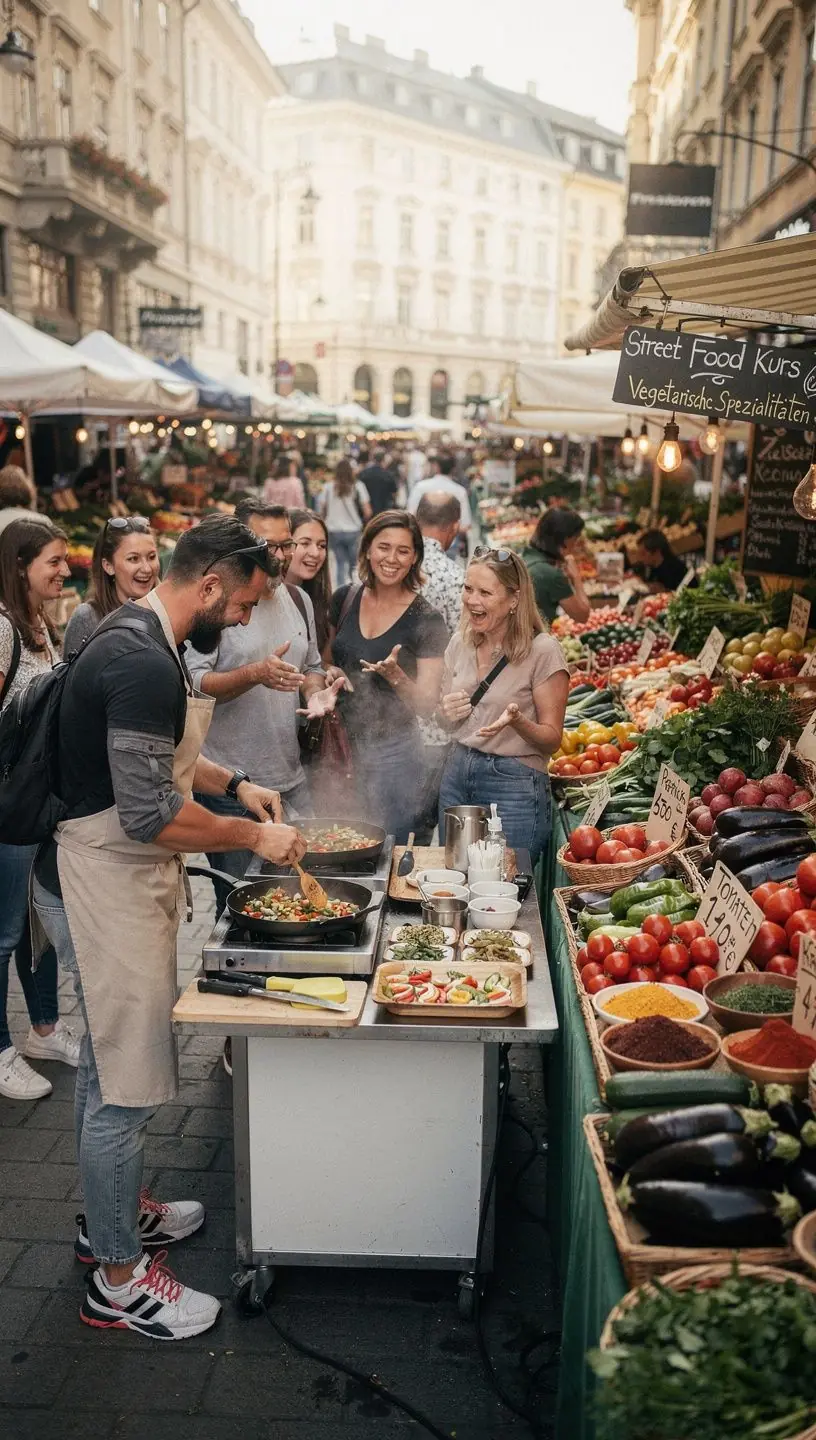 Ein Lehrender erklärt die Zubereitung von typischen österreichischen Mehlspeisen ohne Fleisch.