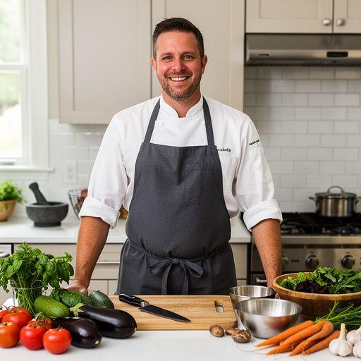 Ein Koch, der eine traditionelle Г¶sterreichische Suppe ohne Fleisch zubereitet